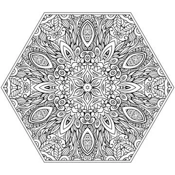 Vector mosaic hand drawn mandala octahedron figure Stock Illustration