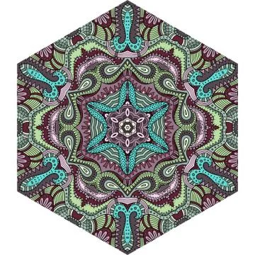 Vector mosaic hand drawn mandala octahedron figure Ilustración de archivo