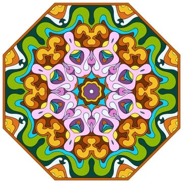 Vector mosaic hand drawn mandala octahedron figure Ilustración de archivo