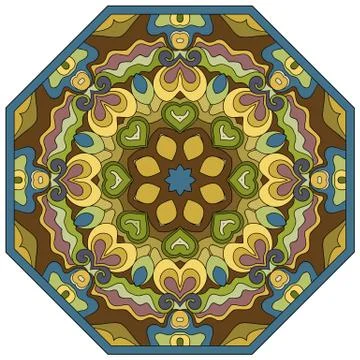 Vector mosaic hand drawn mandala octahedron figure Stock Illustration