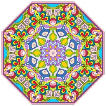 Vector mosaic hand drawn mandala octahedron figure Ilustración de archivo
