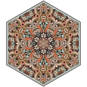 Vector mosaic hand drawn mandala octahedron figure Stock Illustration