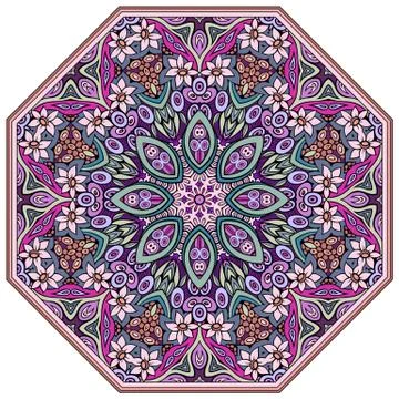 Vector mosaic hand drawn mandala octahedron figure Illustrazione stock