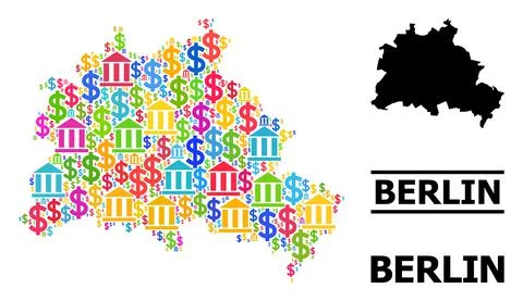 Vector Mosaic Map of Berlin City of Banking and Commercial Particles イラスト素材