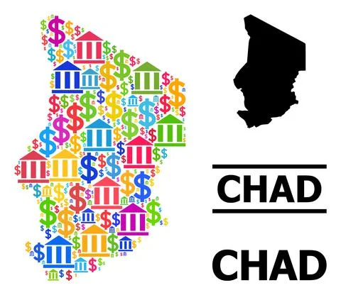Vector Mosaic Map of Chad of Bank and Commercial Items イラスト素材