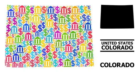 Vector Mosaic Map of Colorado State of Bank and Commerce Parts Ilustración de archivo