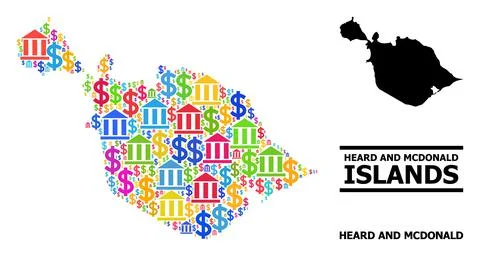Vector Mosaic Map of Heard and McDonald Islands of Bank and Money Parts Stock Illustration