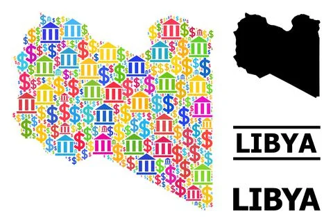 Vector Mosaic Map of Libya of Banking and Business Icons Stock Illustration