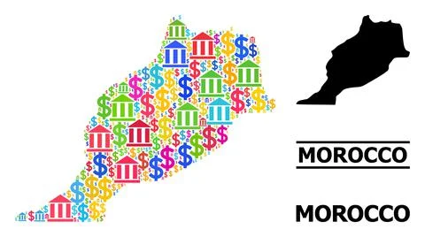 Vector Mosaic Map of Morocco of Financial and Dollar Icons Stock Illustration