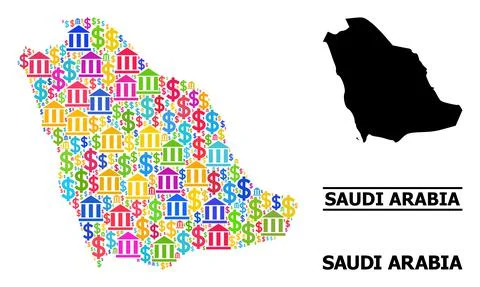 Vector Mosaic Map of Saudi Arabia of Bank and Commercial Particles Illustrazione stock