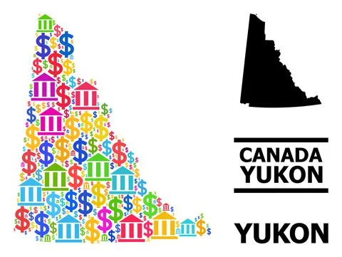 Vector Mosaic Map of Yukon Province of Financial and Business Particles Stock Illustration