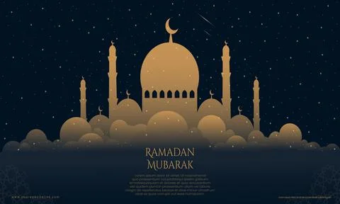 Vector mosque and golden cloud for ramadan Stock Illustration