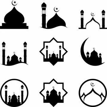 Vector mosque vector icons simple illustration set of 9 mosque elements Stock Illustration
