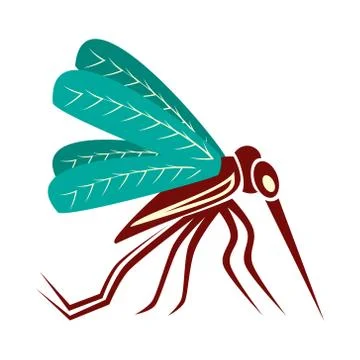 Vector Mosquito close up side view isolated on white. Stockillustratie