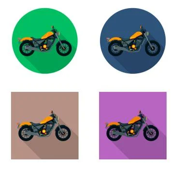 Vector motorcycles icon set in flat style. Vector illustrations with long shadow Stock Illustration