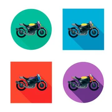 Vector motorcycles set in flat style. Vector illustrations with long shadow Stock Illustration