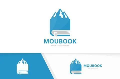 Vector mountain and book logo combination. Nature and library symbol or icon Stock-Illustration