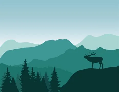 Vector mountain deer Stock Illustration