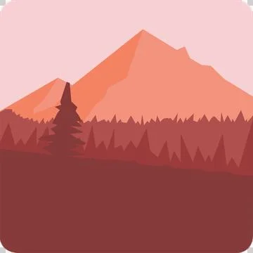 Vector mountain design is depicting large peak, smaller peak, treeline, conifer 스톡 일러스트