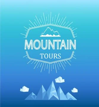 Vector mountain emblem in polygon style. Illustrazione stock
