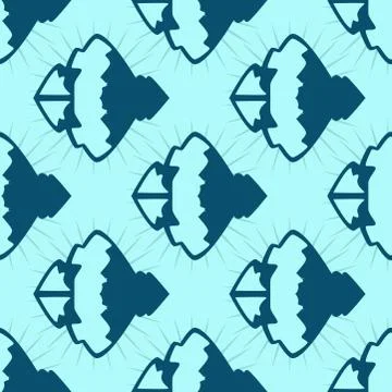 Vector mountain exploration vintage background seamless pattern rock silhouette Stock Illustration