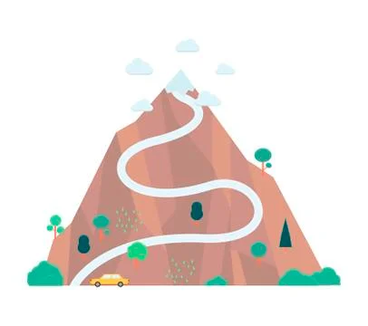Vector mountain with flag on top success concept Ilustración de archivo