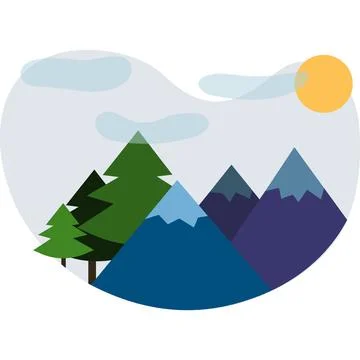Vector mountain forest landscape nature view icon Illustrazione stock