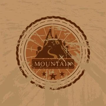 The vector mountain grunge sticker Illustrazione stock