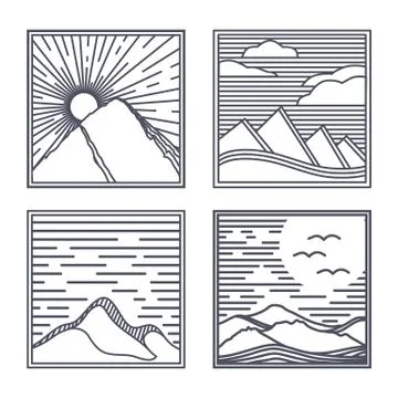 Vector mountain icons Stock Illustration