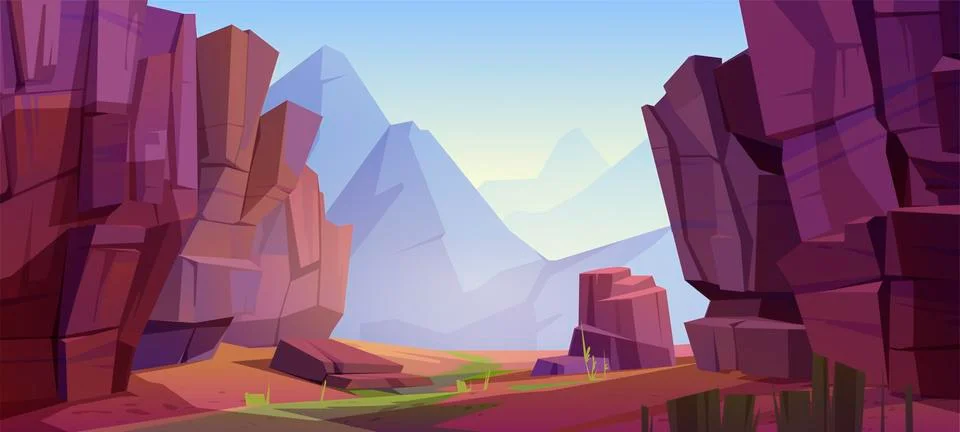 Vector mountain landscape with canyon Stock Illustration