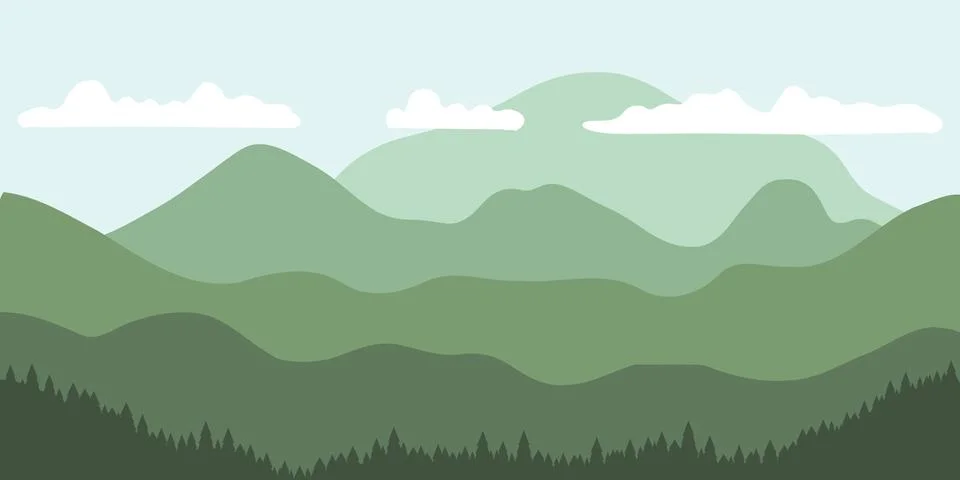 Vector mountain landscape - panoramic background illustration. Hills and moun Stock Illustration