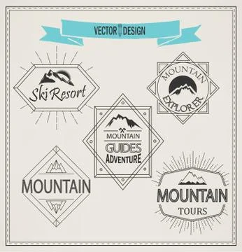 Vector mountain logos and emblems Stock Illustration