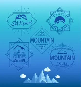 Vector mountain logos and emblems. Stock Illustration
