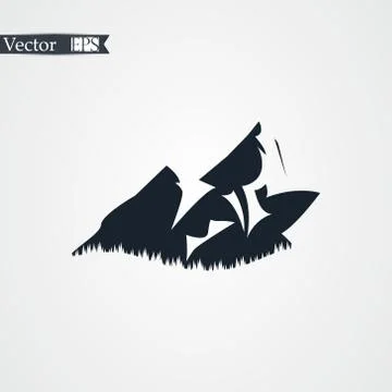 Vector mountain with texture. Sketch illustration with quote. Stock Illustration