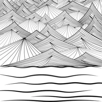 Vector mountains and field Illustrazione stock