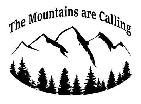 Vector mountains and forest silhouette. Stock Illustration