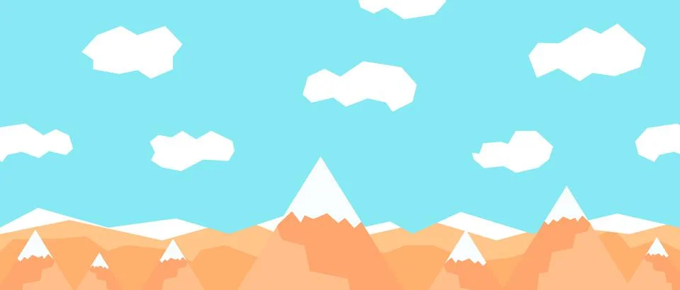 Vector mountains and sky with clouds. Beautiful geometric flat illustration.  Illustrazione stock