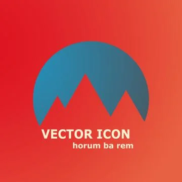 Vector mountains and sun icon Stock Illustration