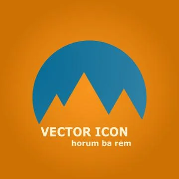 Vector mountains and sun icon Stock Illustration