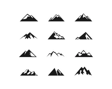 Vector mountains icons set. Mountains shape symbol isolated. Vector EPS10 Stock Illustration