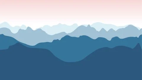 Vector mountains landscape early on the sunset. Illustrazione stock