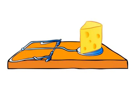 Vector mousetrap with cheese - trap Stock Illustration