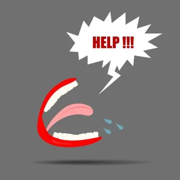Vector : Mouth with help in speech bubble Stock Illustration