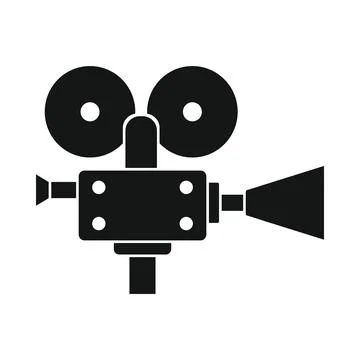 Vector movie camera black simple icon isolated on white Stock Illustration