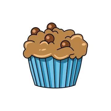 Vector muffin with chocolate chips Stock Illustration