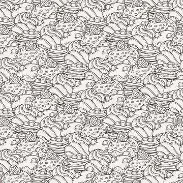 Vector Muffins Seamless Pattern. Cakes, Sweets イラスト素材