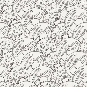 Vector Muffins Seamless Pattern. Cakes, Sweets 스톡 일러스트