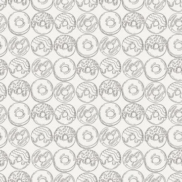 Vector Muffins Seamless Pattern. Cakes, Sweets 스톡 일러스트