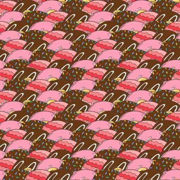 Vector Muffins Seamless Pattern. Cakes, Sweets 库存插图