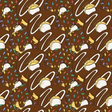 Vector Muffins Seamless Pattern. Cakes, Sweets Illustrazione stock